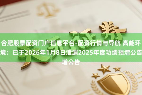 合肥股票配资门户信息平台-配资行情与导航 高能环境：已于2026年1月8日泄漏2025年度功绩预增公告