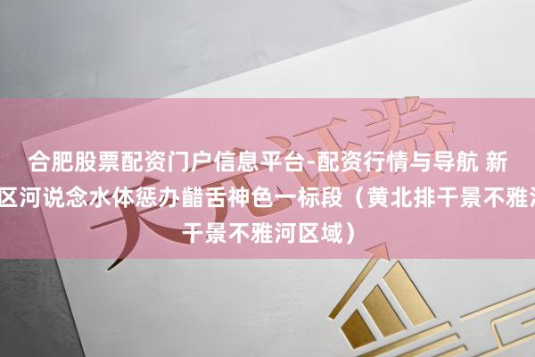 合肥股票配资门户信息平台-配资行情与导航 新一轮城区河说念水体惩办齰舌神色一标段（黄北排干景不雅河区域）