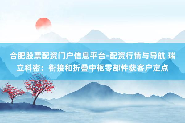 合肥股票配资门户信息平台-配资行情与导航 瑞立科密：衔接和折叠中枢零部件获客户定点