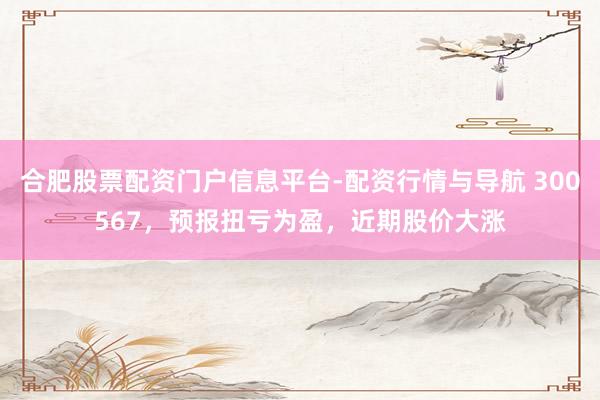 合肥股票配资门户信息平台-配资行情与导航 300567，预报扭亏为盈，近期股价大涨