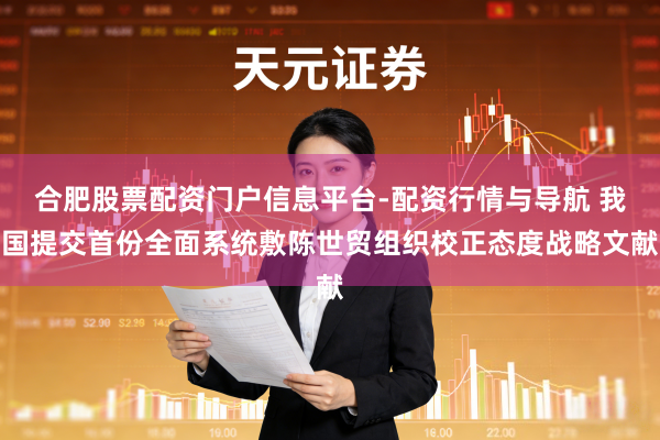 合肥股票配资门户信息平台-配资行情与导航 我国提交首份全面系统敷陈世贸组织校正态度战略文献